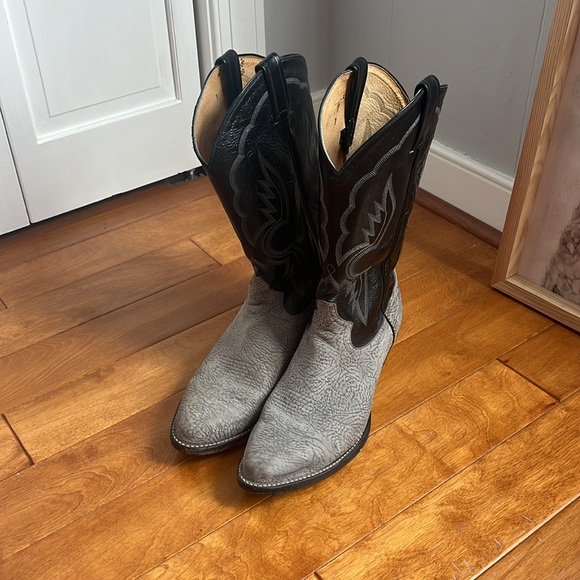 Tony Lama Black and Gray Cowboy Boots - Picture 5 of 5